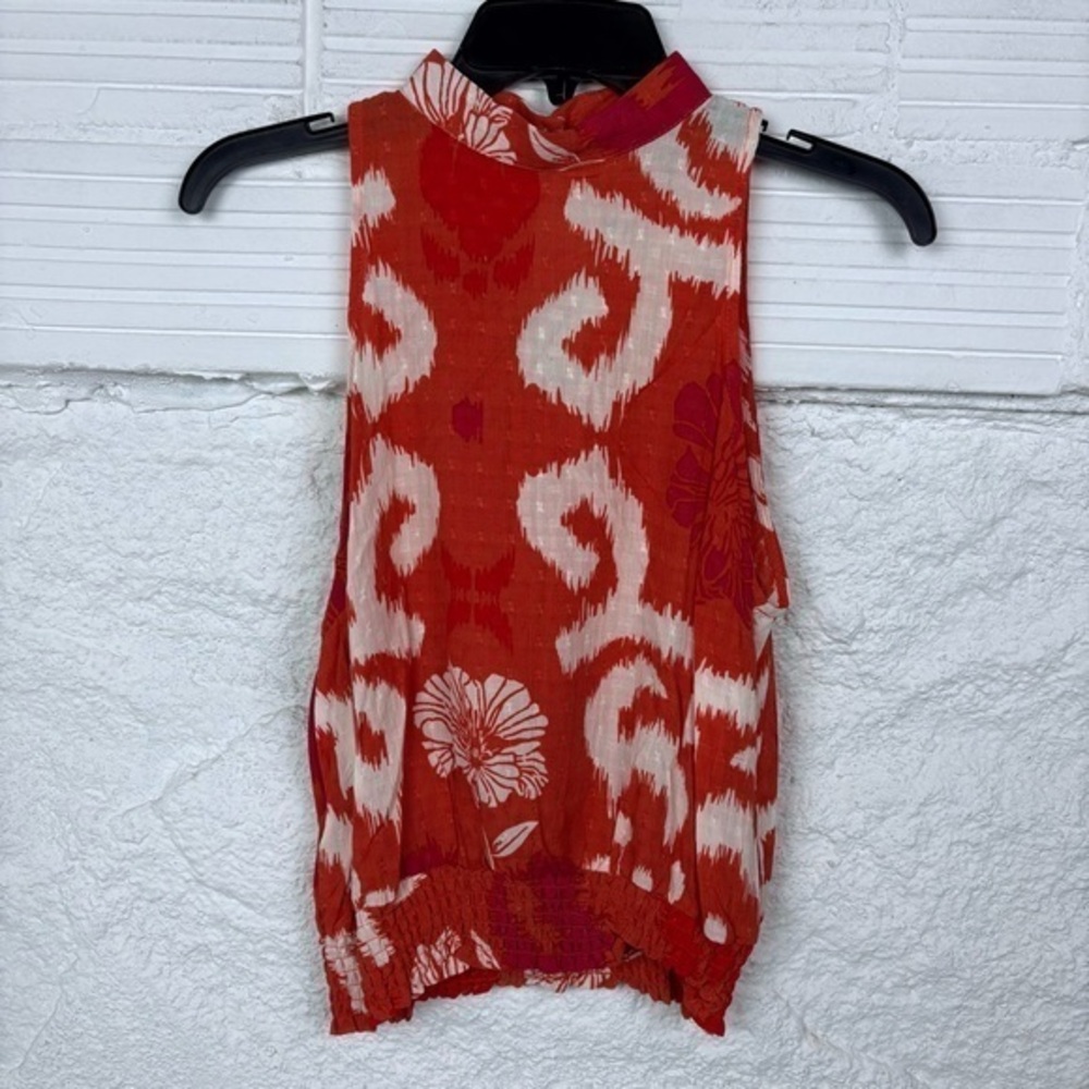 NWT RACHEL ZOE orange sleeveless tropical vacation blouse size small
